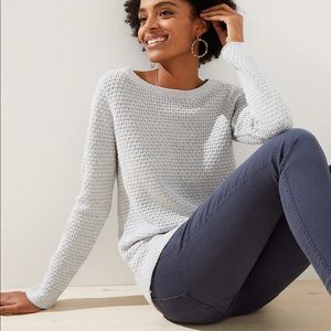 LOFT grey stitchy sweater, Size medium